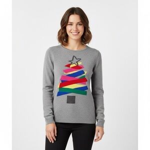 An Antoni & Alison Label Lambswool Cashmere Sweater Grey Christmas Tree Medium